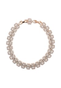 Armband aus roségold mit verbundenen herzförmigen Designs, verziert mit kleinen Diamanten, die eine kreisförmige Kette mit einem Verschluss bilden.