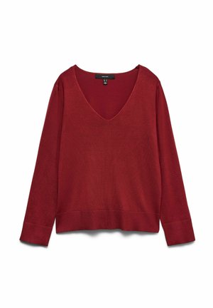 Vero Moda, VMSILJE LS V-NECK PULLOVER GA NOOS - Trui - biking red