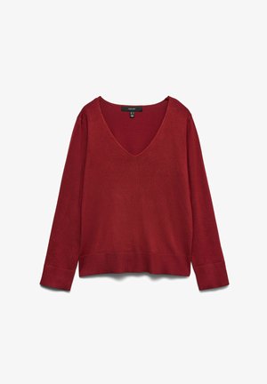 Vero Moda, VMSILJE LS V-NECK PULLOVER GA NOOS - Maglione - biking red