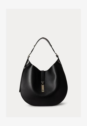 Polo Ralph Lauren, POLO ID STUD LEATHER MEDIUM SHOULDER BAG - Schoudertas - black
