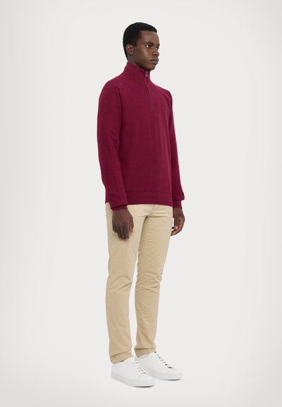 Polo Ralph Lauren KNIT COTTON QUARTER ZIP JUMPER - Trui - damson red