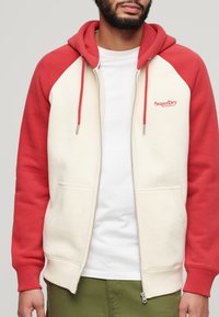 Superdry & Co ESSENTIAL BASEBALL - Sudadera con cremallera - oatmeal cranberry crush red