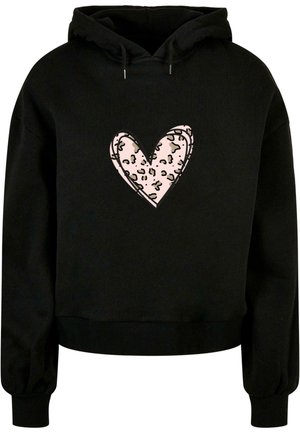 Merchcode VALENTINES DAY LEOPARD HEART - Sweater - black