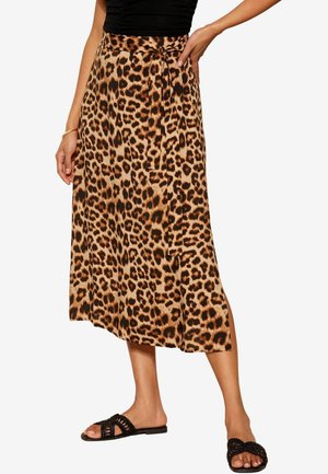 SPUN BIAS MIDI  REGULAR FIT - A-Linien-Rock - brown leopard