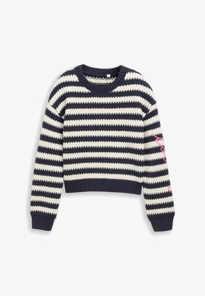 TOM TAILOR, TOM TAILOR PULLOVER & STRICKJACKEN STRICKPULLOVER MIT STREIFENMUSTER - Pullover - navy offwhite stripe pink