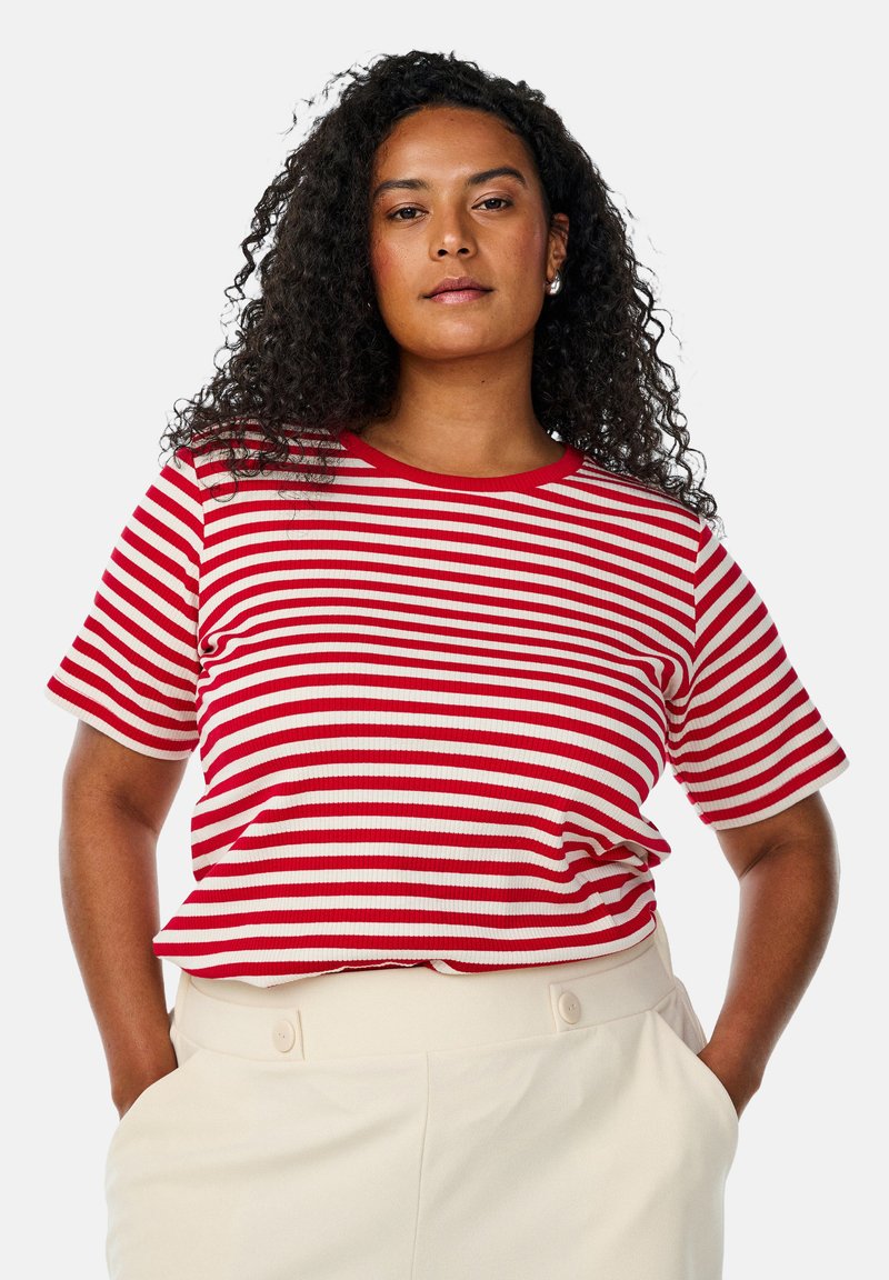 Zizzi GESTREIFTES  - T-shirts print - snow w. u.r.stripe