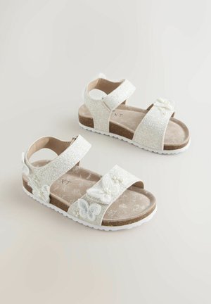 Next, STANDARD FIT- TOUCH FASTENING CORKBED - Sandaalit nilkkaremmillä - white glitter