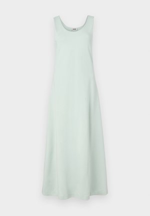 Light mint green maxi dress with a scoop neckline, sleeveless design, and a flowing silhouette. Made from soft, smooth fabric.