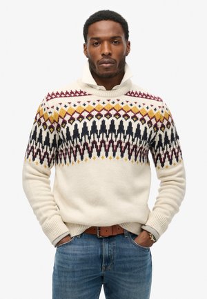 Superdry FAIRISLE CREW - Jumper - ecru multi