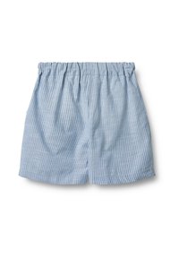 Ljusblå randiga shorts med elastisk midja, med en avslappnad passform och mjuk textur, perfekta för vardagsbruk.