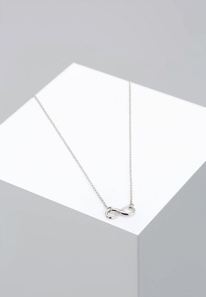 Halskette aus Sterlingsilber mit einem Anhänger im Unendlichkeitssymbol, ausgestattet mit einer feinen Kette und glatter, polierter Oberfläche.