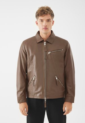 JOSEPH ZIP THROUGH - Leren jas - bison