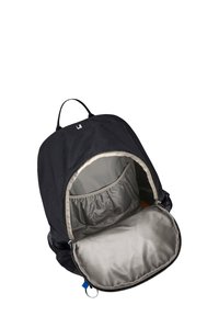 Sac à dos en mesh noir avec un intérieur gris. Comprend une fermeture zippée, une poche intérieure et une poignée supérieure pour le transport.