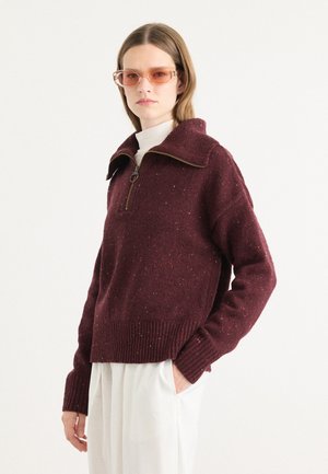 LAVENSDALE HALF ZIP JUMPER - Trui - black cherry