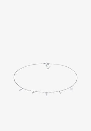 Zilveren ketting met vijf gelijkmatig verdeelde kleine kruisjes. Lichtgewicht ontwerp met een gladde afwerking en een verstelbare sluiting.
