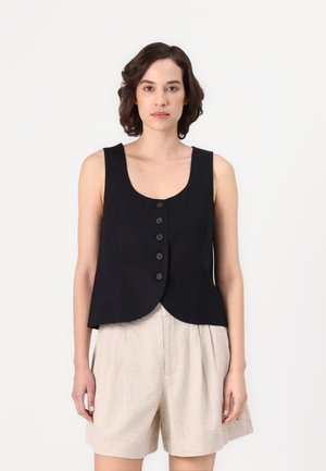 SCOOP NECK VEST - Waistcoat - black