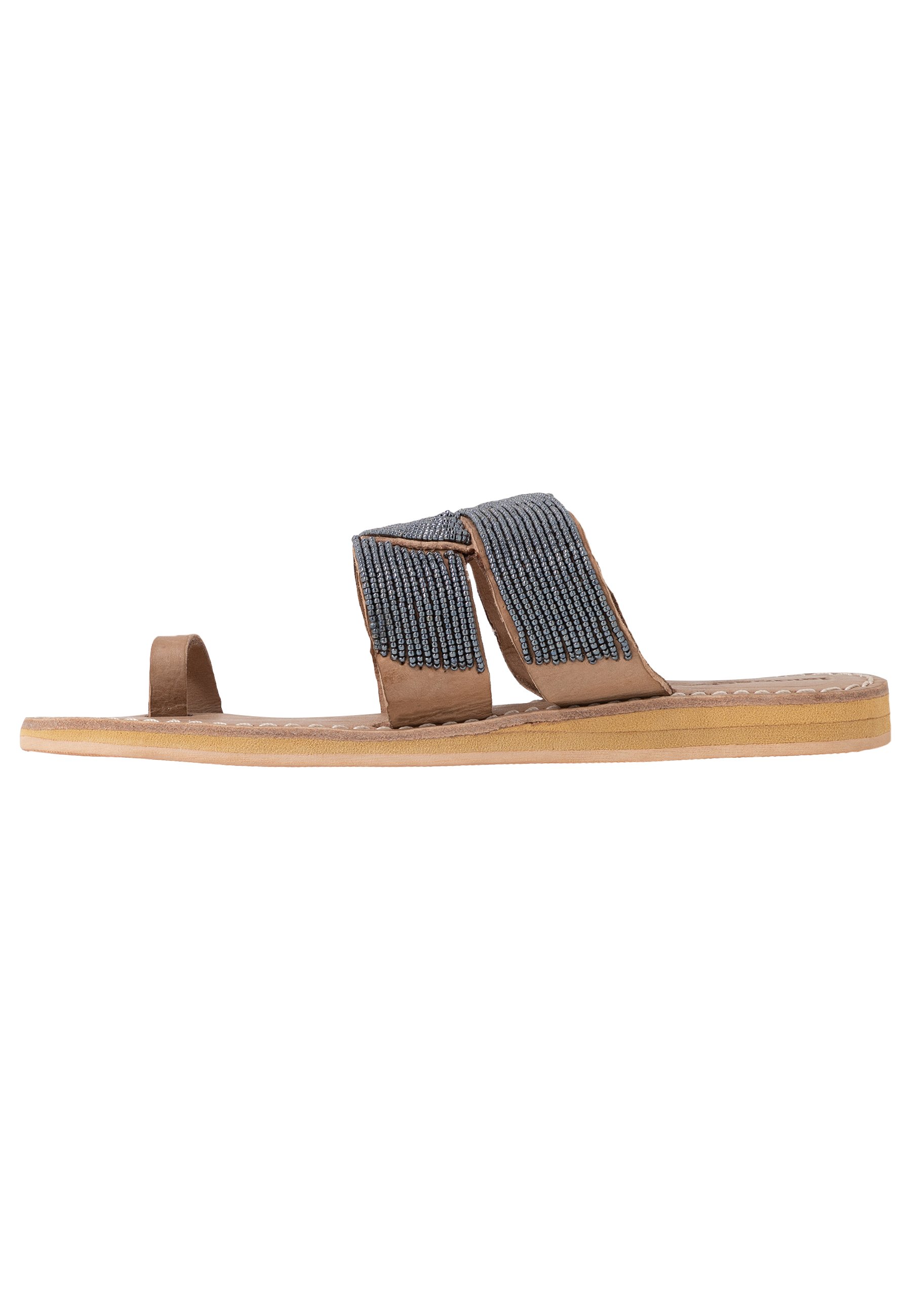 laidbacklondon LAITH FLAT - Flip Flops - tan/metal silver/grey laidbacklondon LAITH FLAT - Flip Flops - tan/metal silver/grey
