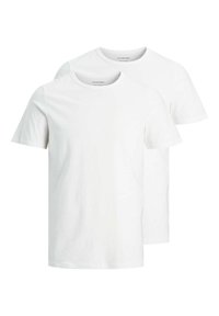 Due magliette bianche a maniche corte con collo tondo, realizzate in cotone. Vestibilità standard. Semplici, di colore uniforme senza fantasie o decorazioni.