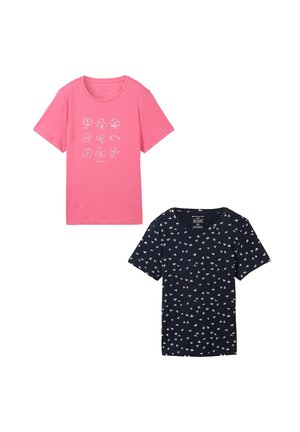2ER-SET RUNDHALS KURZARM - T-Shirt print - schwarz pink