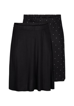 Zizzi 2-PACK - A-linjainen hame - black   black w dot