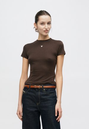 TINA MOCK NECK TOP - T-shirt basique - dark coffee