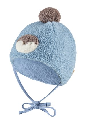 Sterntaler, MÜTZE PINGUIN MIT POMPON, ANGESCHNITTENEN OHRENKLAPPEN UND BINDEBAND - Mütze - mittelblau