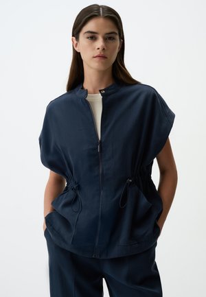 Jimmy Key LOOSE FIT OPEN COLLAR WAIST ELASTICIZED - Summer jacket - dark blue