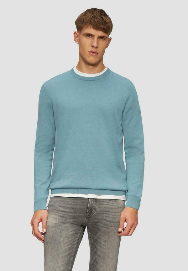 LOGO-STICKEREI - Strickpullover - blaugrün