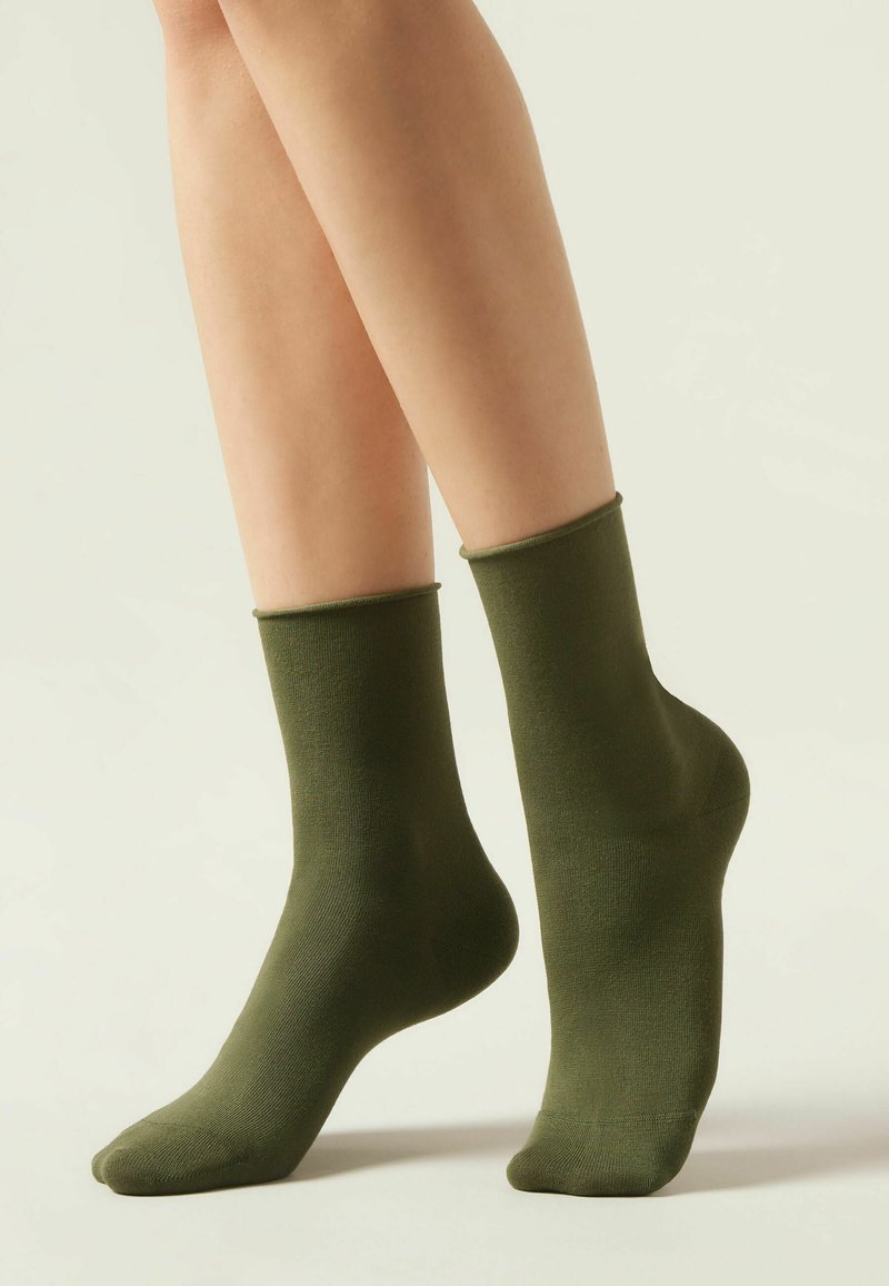 Calzedonia MIT UMSCHLAG - Calcetines - grun d cargo dark green