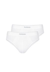 Culottes en coton blanc à texture lisse, avec une ceinture élastique logotée. Lot de deux, coupe classique sans embellissements.