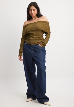 NA-KD, OFF SHOULDER STRUCTURED - Blúzka - khaki