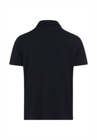 Kurzarm-Poloshirt in schwarzer Uni-Farbe mit klassischem Kragen und glatter Baumwolltextur. Keine sichtbaren Logos oder Muster.