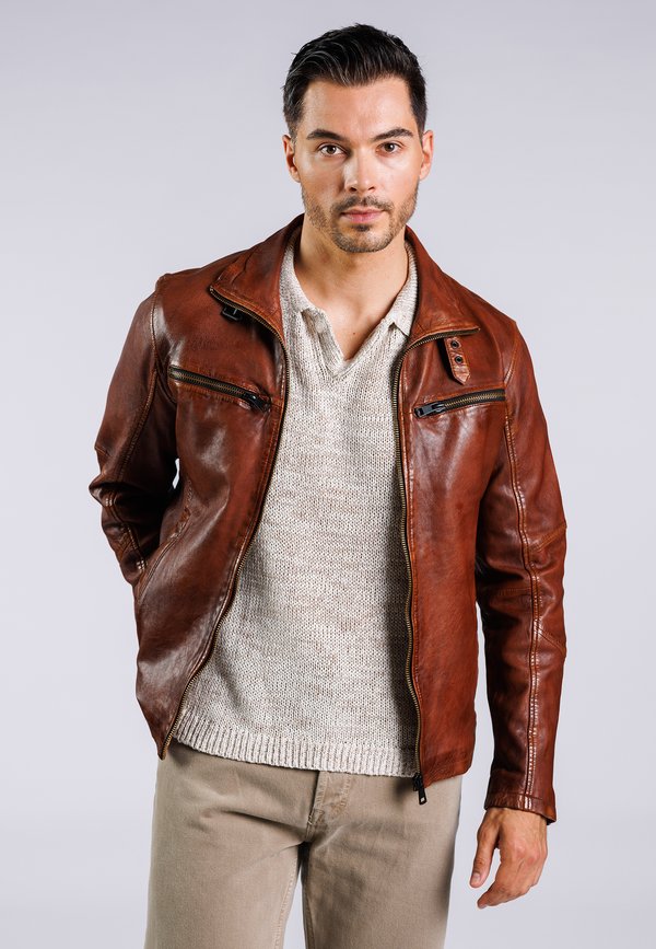 RAUL-FN - Lederjacke - cognac