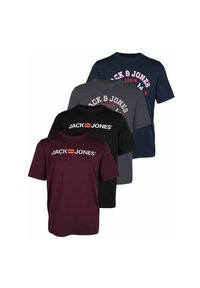 Jack & Jones 4ER PACK  - T-Shirt print - black pack. a w. port royal