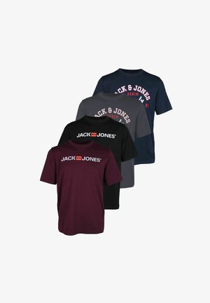 Jack & Jones 4ER PACK  - Print T-shirt - black pack. a w. port royal