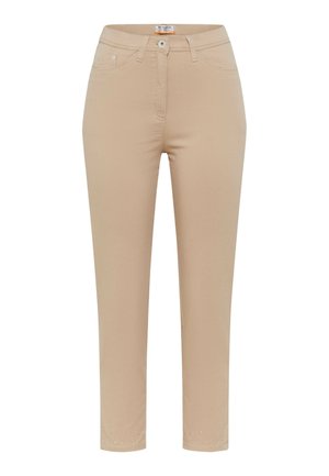 Beige broek gemaakt van een katoenmix, met een slim fit, subtiele versieringen aan de zoom en een klassiek vijfzak ontwerp.