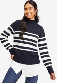 REGULAR FIT - STRIPE 2 IN 1 - Svetrík - navy