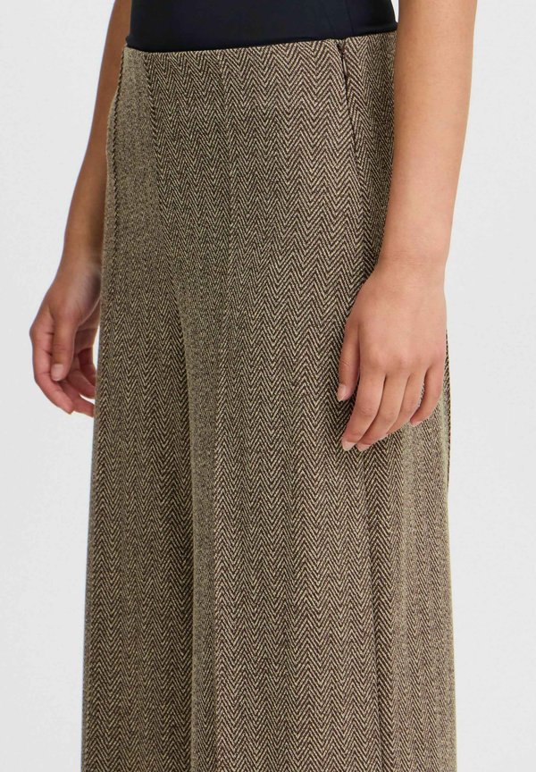 IHKATE JACQUARD - Trousers - java almond milk herringbone4