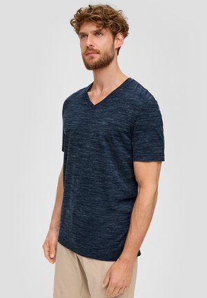 MELIERTES MIT V-AUSSCHNITT - T-Shirt basic - navy
