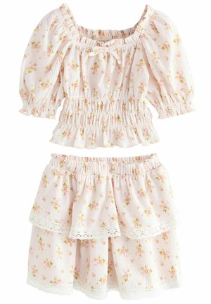 Next, REGULAR FIT TEXTURED FLORAL SHIRRED BARDOT SET 
 - A-Linien-Rock - pink