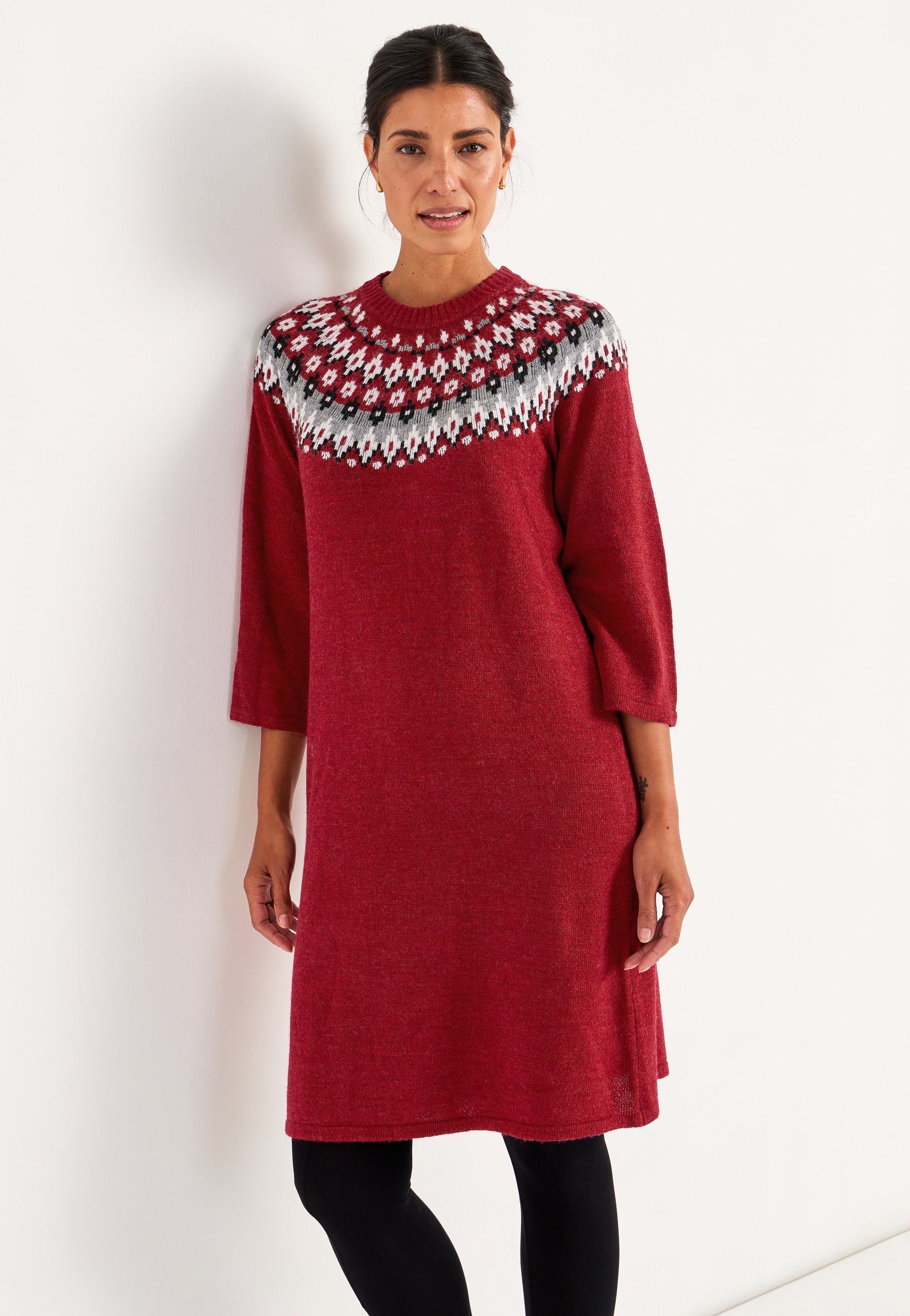 Cellbes of Sweden PATTERNED Strickkleid red patterned/rot