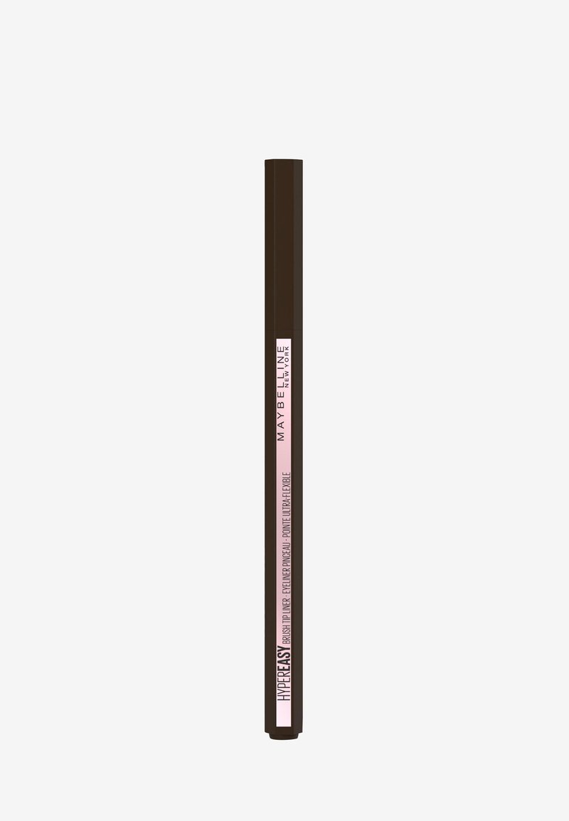 Maybelline nachfüllbarer Eyeliner-Stift, dunkelbraun, elegantes zylindrisches Design, matte Oberfläche, mit Produktbeschriftung in Pink und Schwarz.
