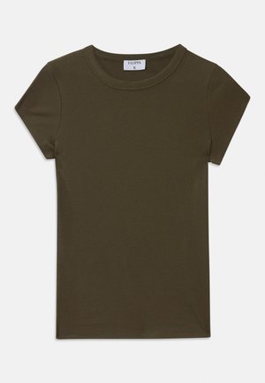 FINE TEE - Jednoduché tričko - dark khaki