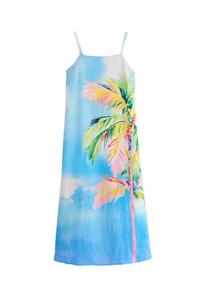 Next, TALL FIT - SQUARE NECK CAMI MIDI DRESS - Robe de jour - blue pink palm print