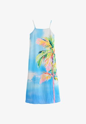 Next, TALL FIT - SQUARE NECK CAMI MIDI DRESS - Robe de jour - blue pink palm print