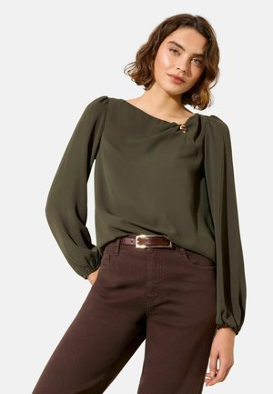 REGULAR FIT - LONG SLEEVE HARDWARE DETAIL DRAPE  - Bluse - khaki green