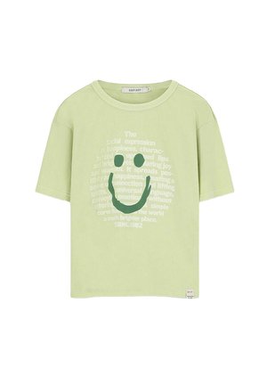 MIT SMILEY-PRINT  - T-shirt imprimé - hellgrün