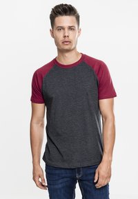 Urban Classics - RAGLAN CONTRAST  - Marškinėliai su spaudiniu - mottled gray/burgundy Miniatiūros vaizdas 1