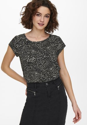 ONLY, ONLVIC S/S AOP TOP NOOS PTM - Blouse - black