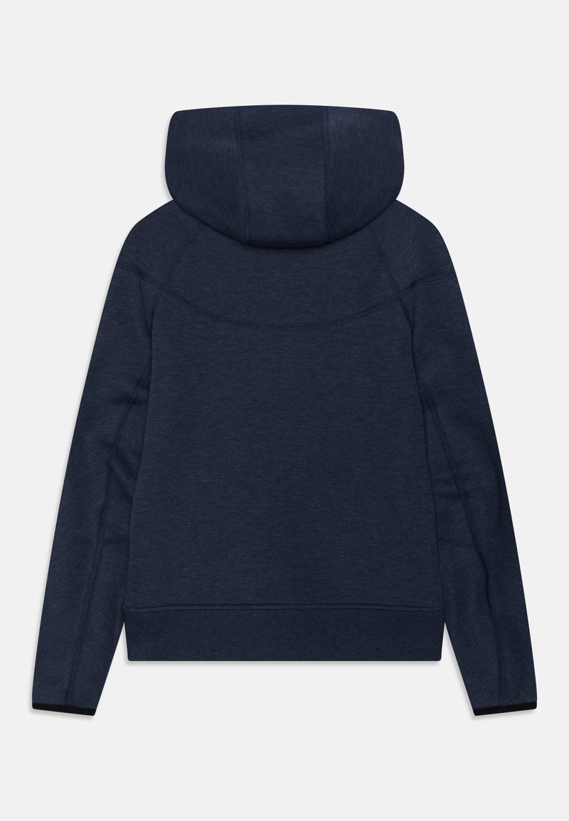 Kapuzensweatshirt in dunkelblau, mit glatter Textur, Nahtdetails und einer lässigen Passform mit Kängurutasche.